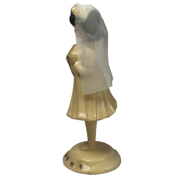 WILTON Vtg First Holy Communion Cake Topper Dark Hair Girl w/Veil Hong Kong W706 - Picture 3 of 9
